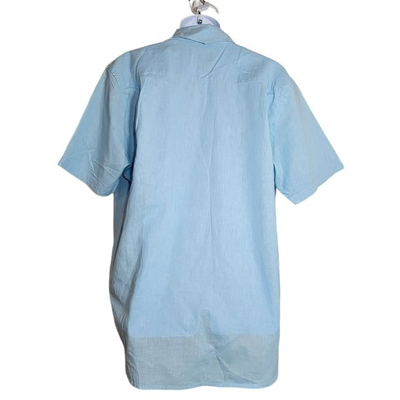 True Measure Tunic Shirt, Men L, Blue, Linen/Cotton Blend, Short Sleeve, EUC - Picture 4 of 13